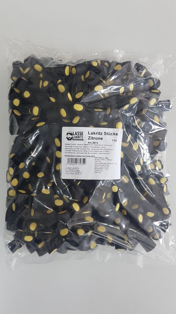 Beutel - Bunte Stücke Lakritz Zitrone 3kg