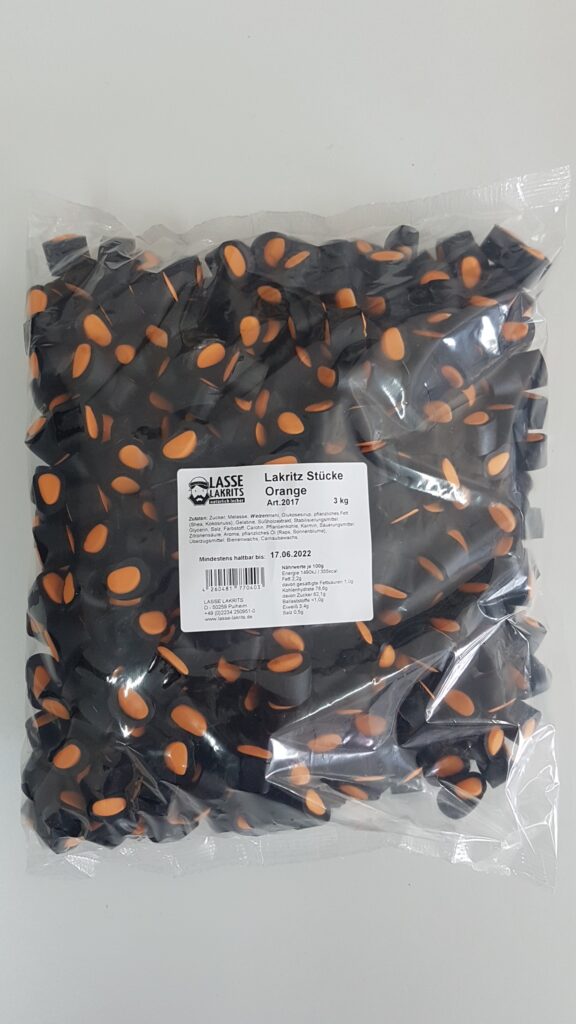 Beutel - Bunte Stücke Lakritz Orange 3kg