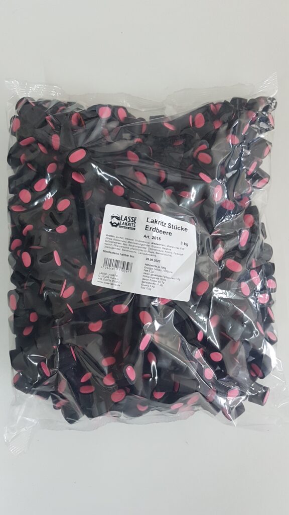 Beutel - Bunte Stücke Lakritz Erdbeere 3kg